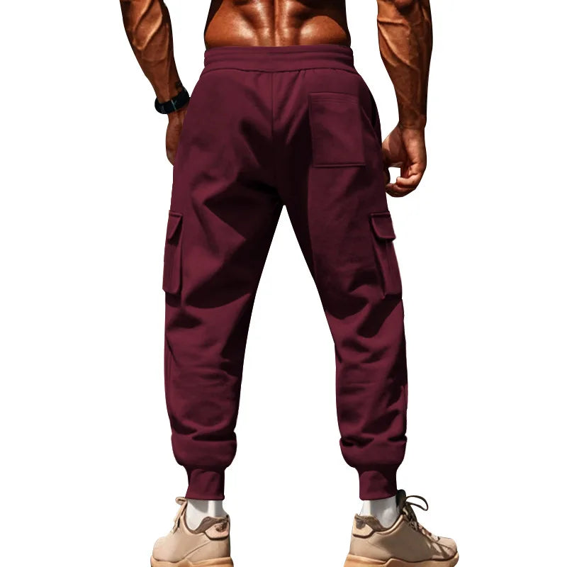 New autumn and winter velvet men's casual overalls multi-pocket pants large size sports casual trousers