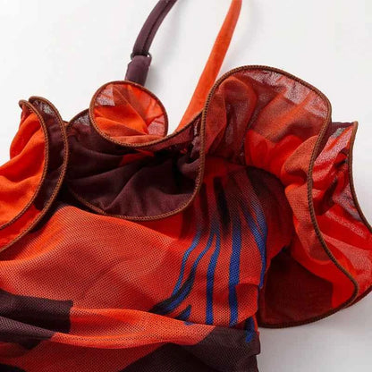 Women Sexy Bikini Set Swimsuit Lily Contrast Print Fabric Patchwork Skirt Push Up Swimsuit Biquini Bodysuit Bathing Suits