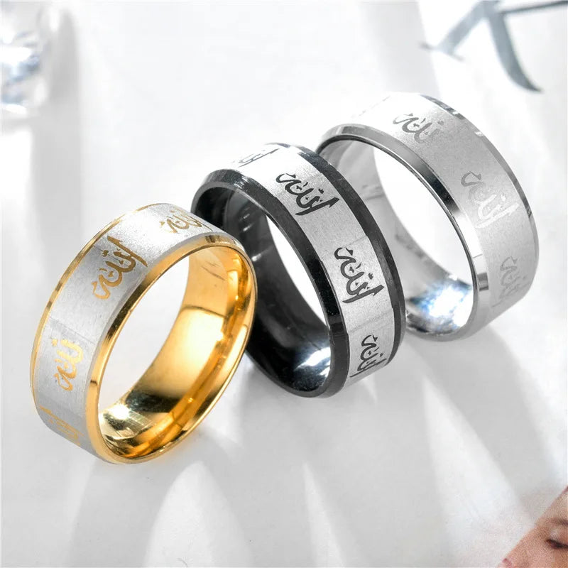 Fashion Stainless Steel Arabic Islamic Muslim Allah Rings