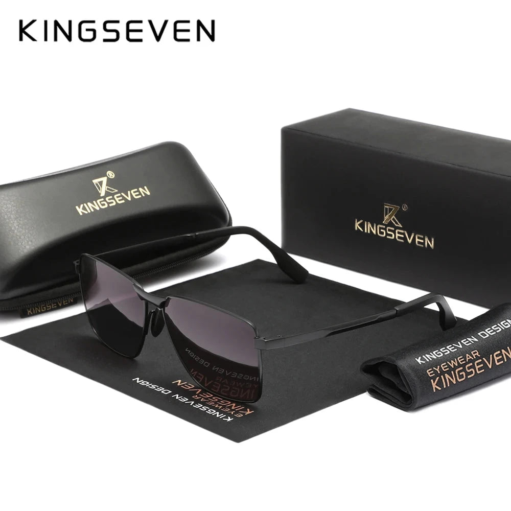 KINGSEVEN Classic Sunglasses Men Rectangle Alloy Frame Glasses Polarized UV400 Casual Trendy Driving Eyewear
