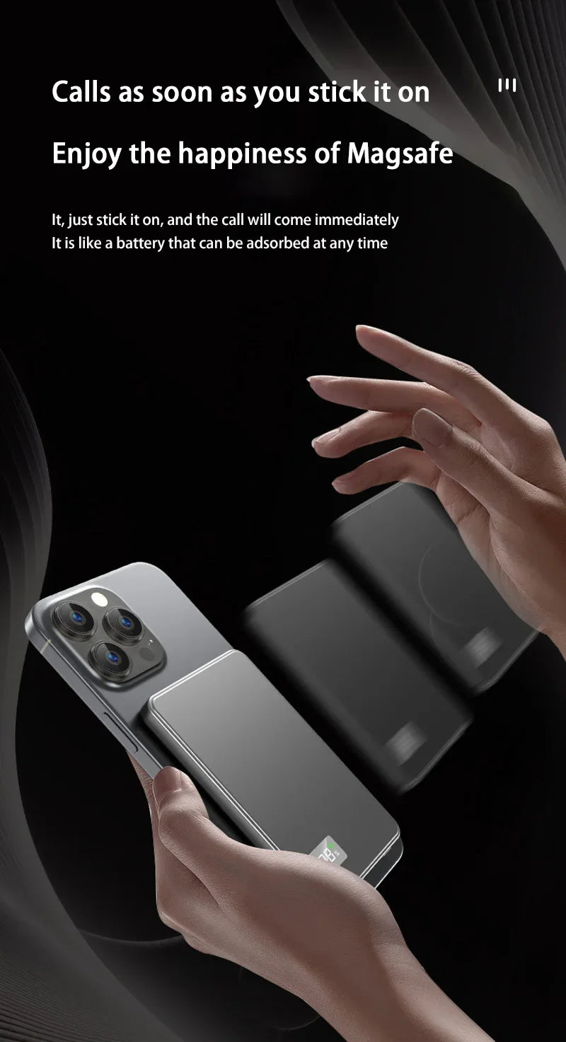 Oneplus Magsafe Power Bank Fast Charging Portable Ultra-thin Magnetic Wireless Digital Display Power Bank Usb Type C Lightning - AMULET RING STORE