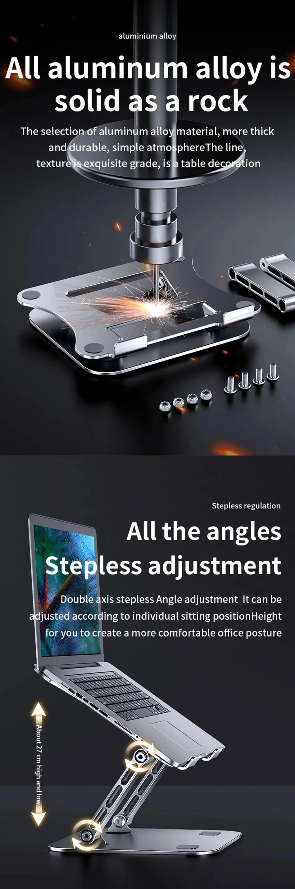 Tablet Stand Adjustable Aluminum Alloy Laptop Tablet up to 17 "Laptop Portable Folding Stand Cooling Stand Support - AMULET RING STORE