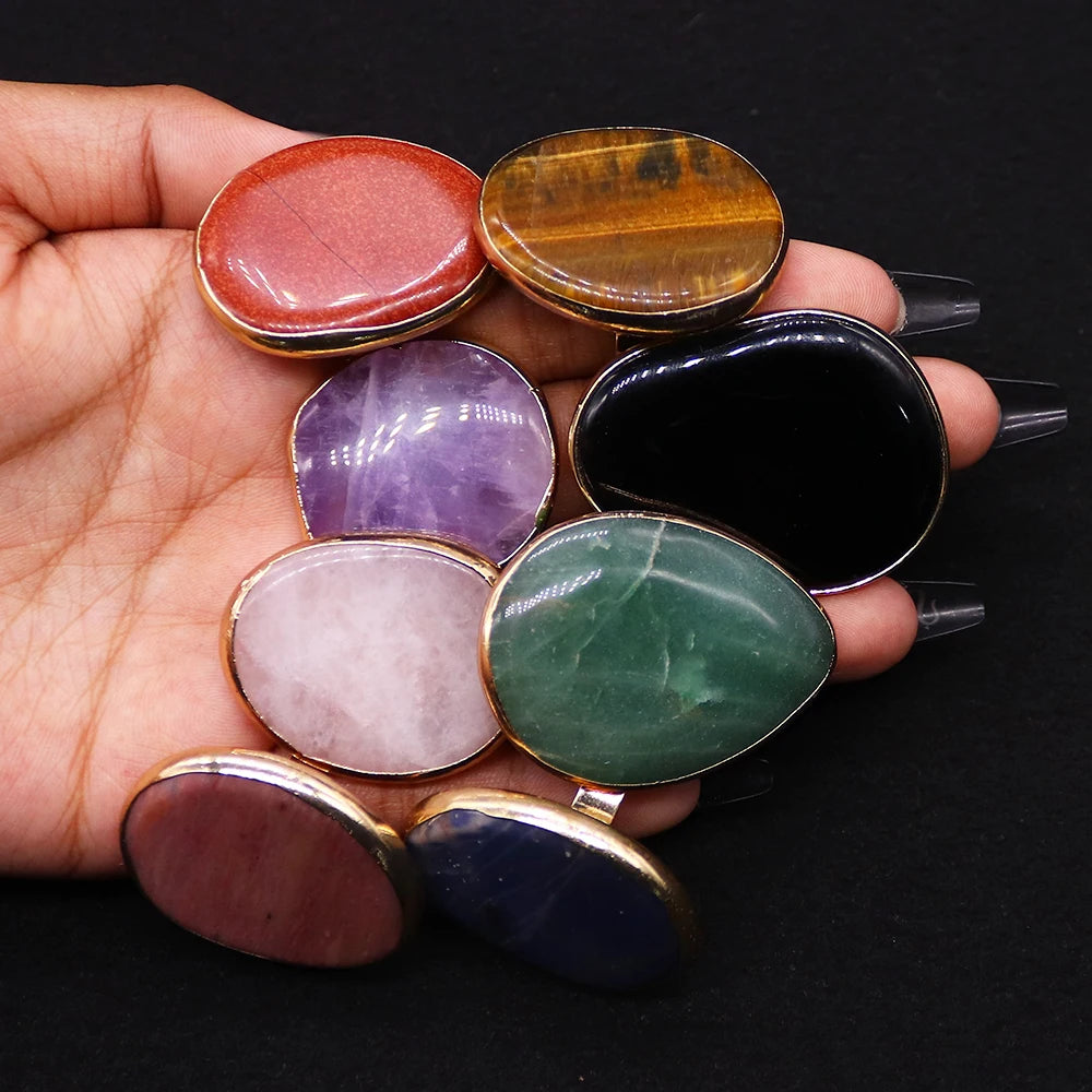 Irregular Natural Amethyst Rings Open Adjustable Green Aventurine Agate Finger Ring for Women and Men  Fashion Jewelry Ring Gift