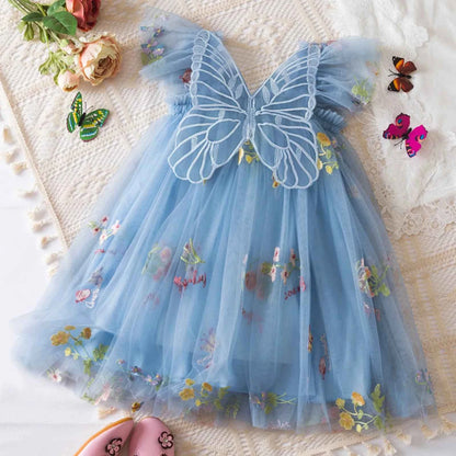 Delicate Party Prom Evening Dress Colorful Flower Embroidery Dresses Fashion Butterfly Princess Dress Birthday Princess Clothes