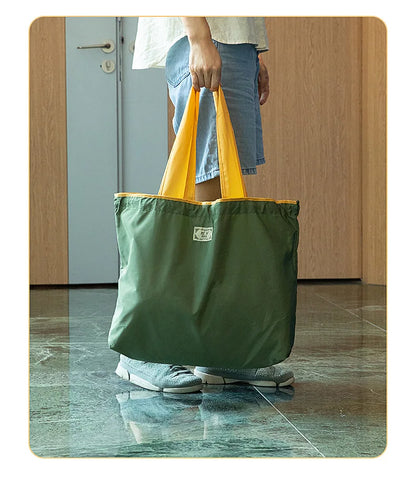 Large-sized drawstring eco-friendly supermarket shopping bag fashionable single-shoulder bag foldableportable handbag,waterproof - AMULET RING STORE