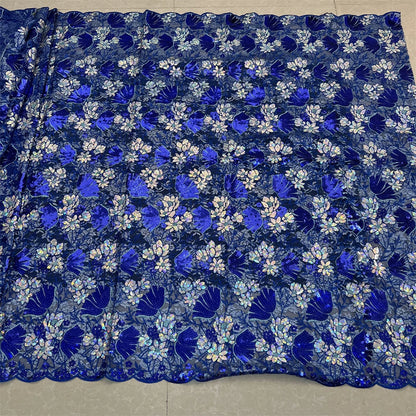 African Nigerian Tulle Lace Fabric - 3D Sequins Embroidery