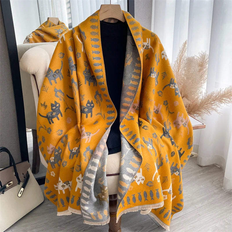 Cashmere Scarf for Women Thick Warm Winter Blanket Brand Female Luxury Quality Shawl Wrap Bufanda 2024 Poncho Echarpe Pashmina