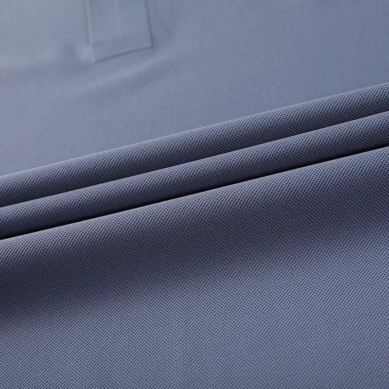 Ice Silk Embroidery Polo Shirt 2024 New Summer Lapel Elasticity T-shirt Korean Fashion Short Sleeve Business Casual Men Clothing