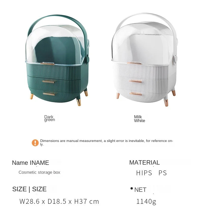 Large Cosmetic Storage Box Desktop Capacity Dustproof Storage Rack Vanity Lipstick Cosmetics Jewelry Storage Cabinet Organizer - AMULET RING STORE