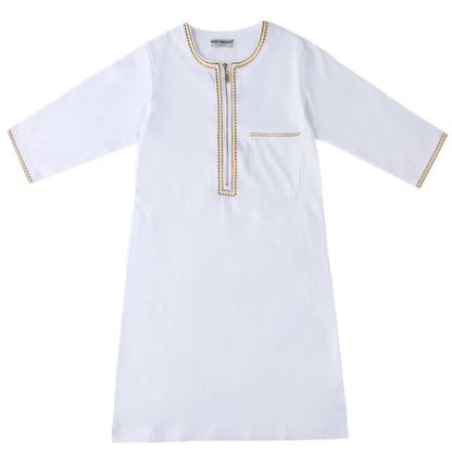 Small Size Muslim Man Clothing Islamic Muslim Arabic Men's Robe Long Sleeve Embroidered Stand Collar Arabian Thobe