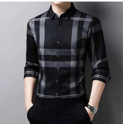 Autumn long sleeved shirt for men Business casual long sleeved plaid shirt for men
