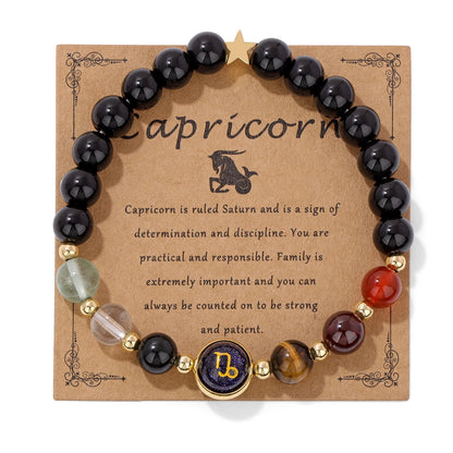 12 Zodiac Signs Bracelet Men Gemini Scorpio Sagittarius Obsidian Tiger Eye Stone Beads Bracelets for Women Constellation Jewelry