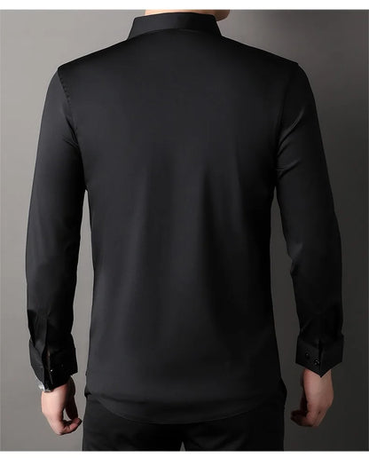 Mulberry Silk Business Dress Shirt - Men's Wrinkle Resistant