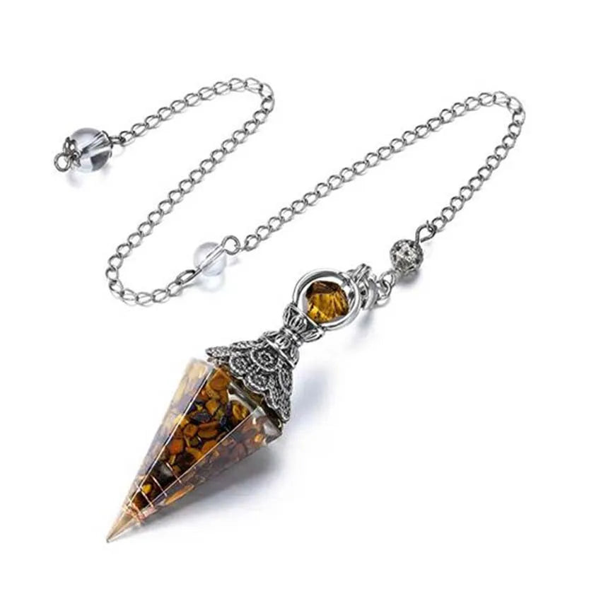 Natural 7 Chakra Healing Crystals Pendulum for Dowsing Divination Quartz Stone Pendulums Antique Reiki Pendant Pendulo Jewelry