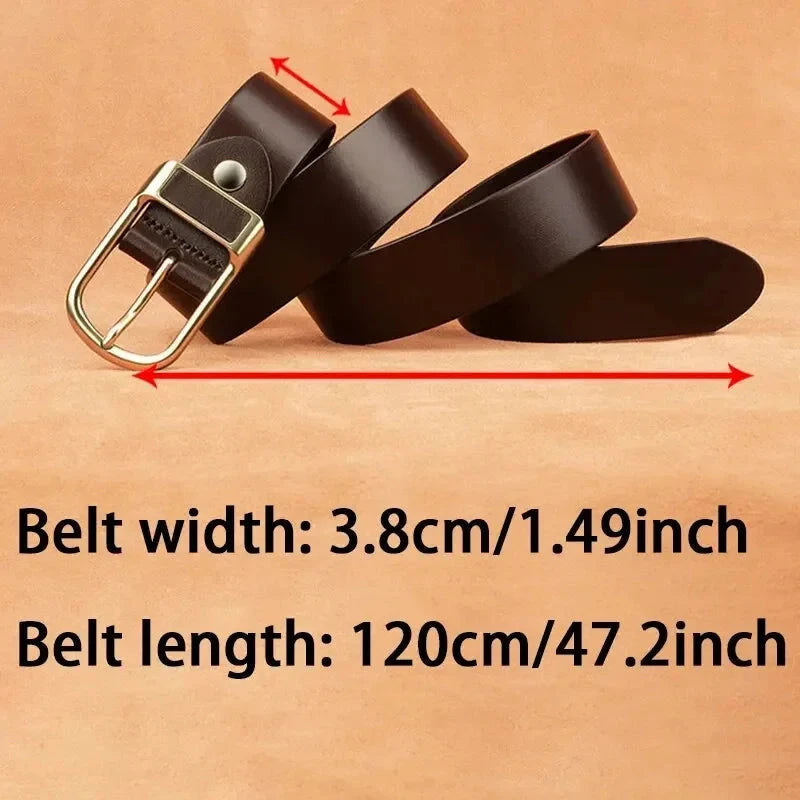 Genuine Leather For Men's High Quality Buckle Jeans Cowskin Casual Belts Business Cowboy Waistband Male Fashion Designer 2024New - AMULET RING STORE