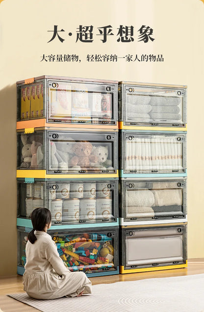 Transparent Storage Bin Foldable Storage Trunk Open Storage Box Home Wardrobe Clothes Organizer Large Capacity Sundries Box - AMULET RING STORE
