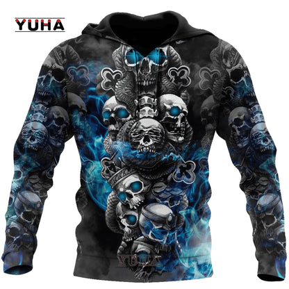 Dark Red Skull Tattoo 3D All Over Printed Men's Hoodie & Sweatshirt Spring and Autumn Unisex Hoodies Casual Sportswear - AMULET RING STORE