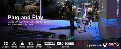 COMICA Uni D Uni A Wired USB Gaming Microphone for PC Laptop Phone Noise Cancellation Condenser Mic With RGB Lighting