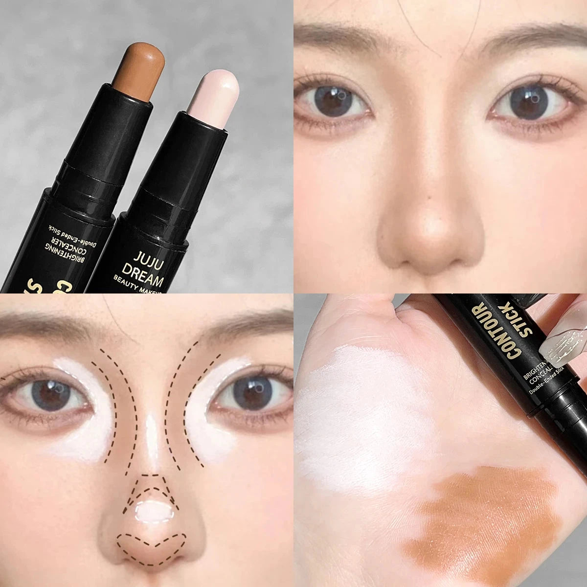 Dual-ended contour stick, facial foundation, concealer, long-lasting dark circles, correcting contour concealer, makeup - AMULET RING STORE