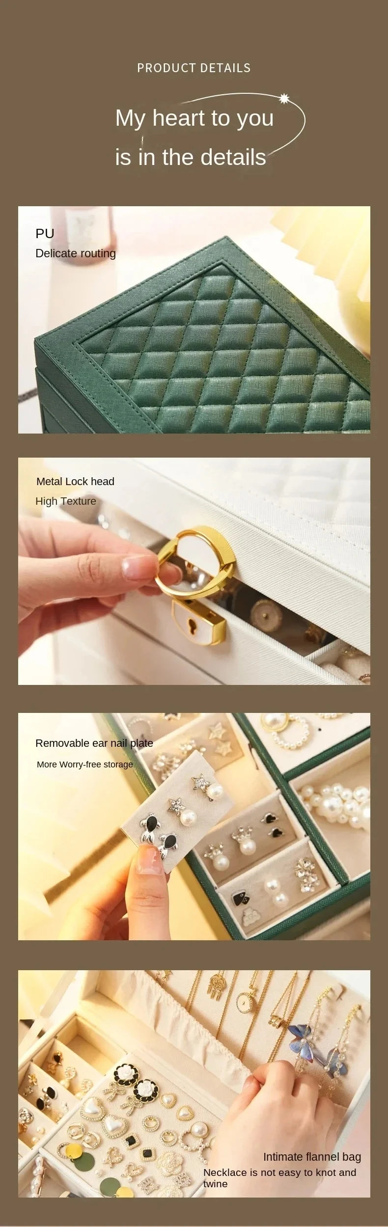 Three-layer Jewelry Storage Box for High-end Exquisite Necklaces, Earrings,Gold Jewelry and Hand Accessories with Large Capacity - AMULET RING STORE