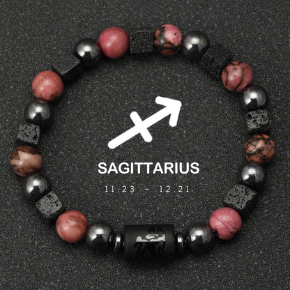 12 Zodiac Signs Natural Stone Bracelets Taurus Cancer Virgo Pisces Bracelets Ladies Men Couples Gift Bracelet aquarius