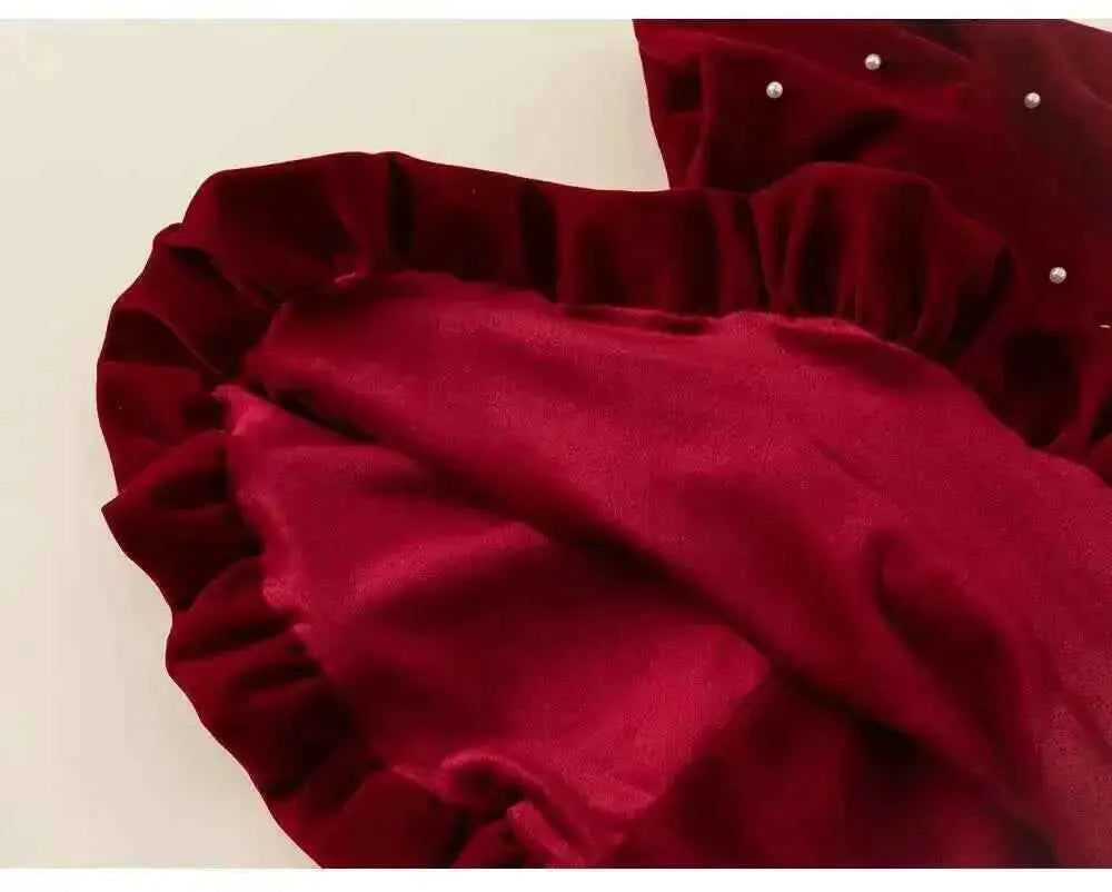 Autumn Winter Children Dress 1-10Y Girls Pearl Thick Warm Fleece Party Christmas Princess Dresses Toddler Wear Kids Clothing New