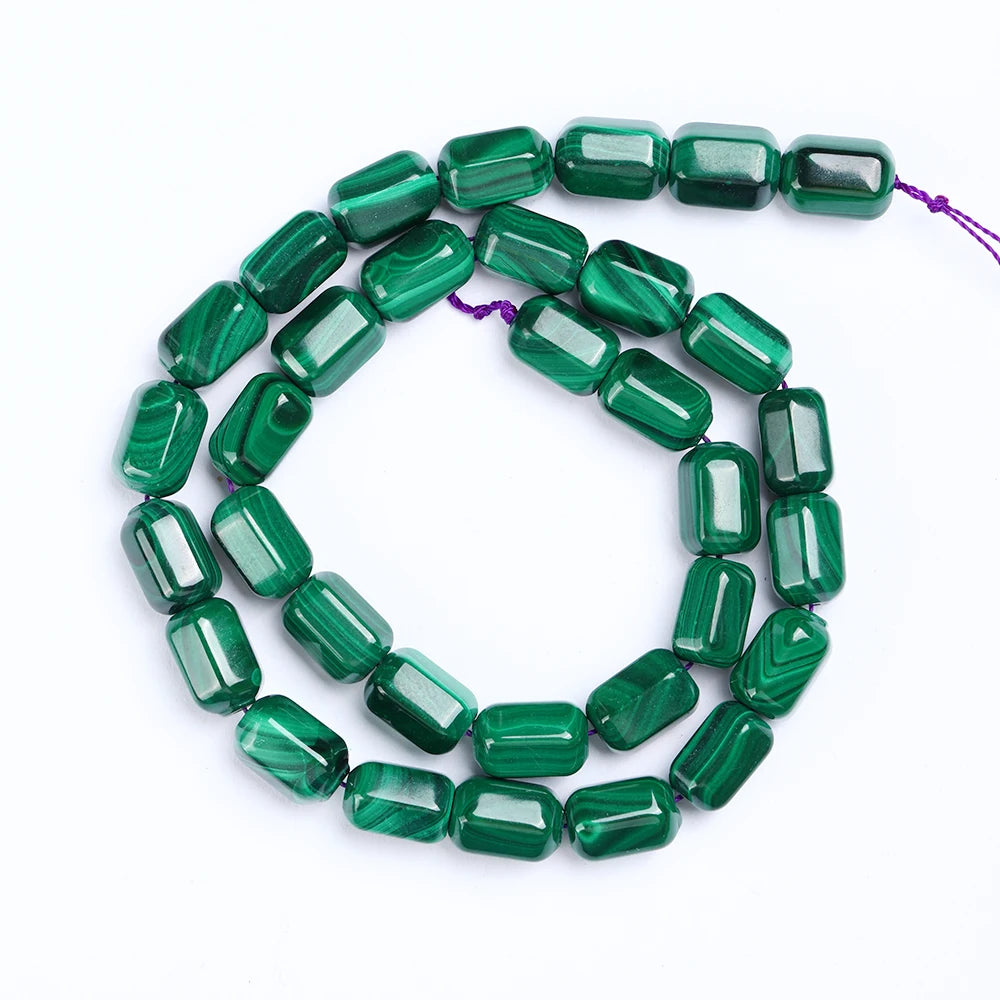 Hot Sell Natural Malachite Beads Rice Tubular Column Cuboid Shape Loose Beads for Jewelry Making DIY Bracelet Accessories - AMULET RING STORE
