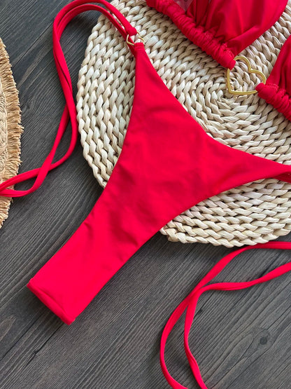 RUOTONSEPT Sexy Halter Solid color Bikini Set Women's Swimsuit Two-piece Triangle Thong Swimwear Bathing Suit Brazilian Biquinis - AMULET RING STORE