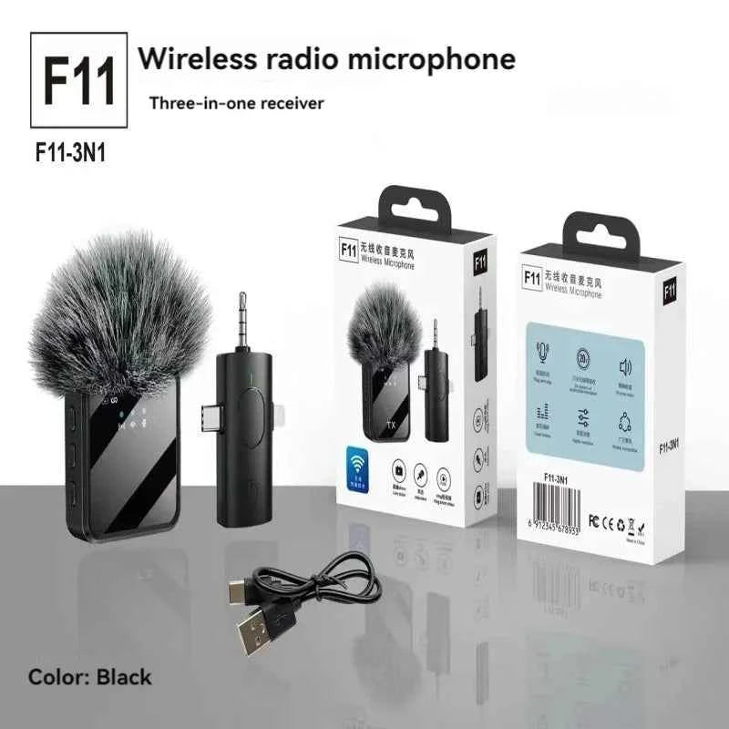 3in1 Wireless Lavalier Microphone for Camera,iPhone,Android,Microphone for Video Recording Recording Podcast Noise Reduction Mic