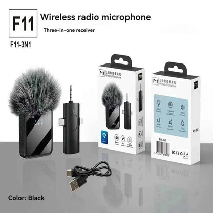 3in1 Wireless Lavalier Microphone for Camera,iPhone,Android,Microphone for Video Recording Recording Podcast Noise Reduction Mic