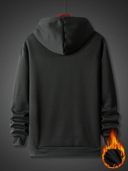 Men's Autumn/Winter Casual Fashion Warm Alphabets Pattern Printed Loose Thick Velvet Hoodie+Sports Pants Set