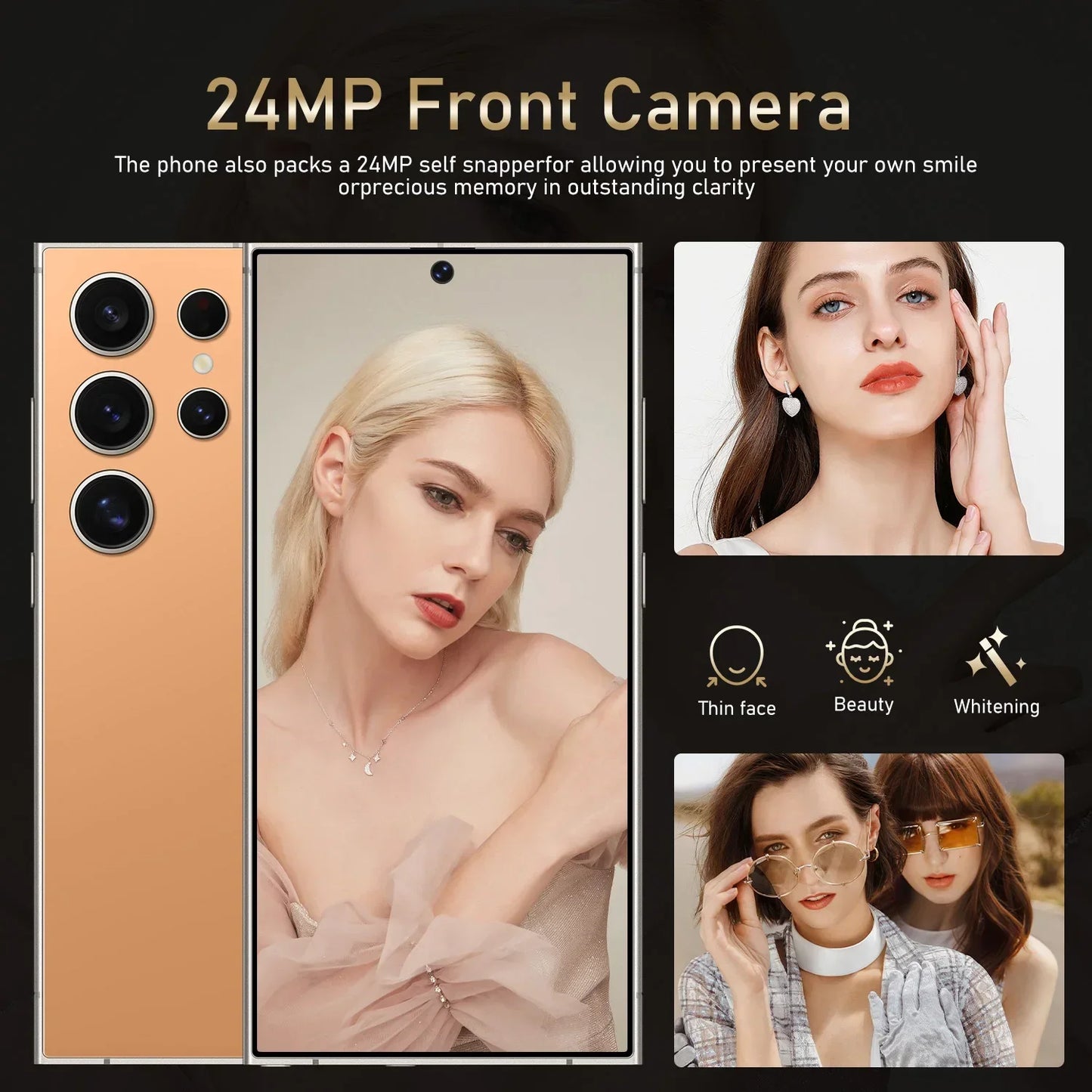 S24 Pro,Smartphone Android,6.8 inch,8GB RAM,256GB ROM,Dual SIM,Mobile phone,Google Play Store,24+48MP,6000mAh,celulares - AMULET RING STORE