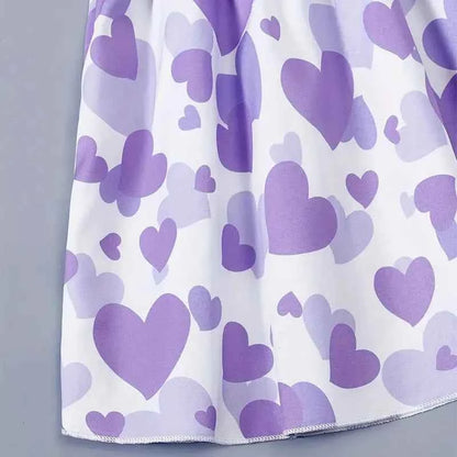 1pcs Summer New Girl's Dress Clothing Childrens Love Print Casual Dresses Princess Sweet Cute Kid's Babys Knit Clothes 100-130cm