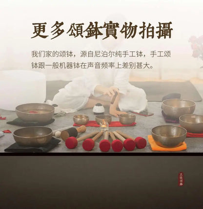 Nepal Handmade Singing Bowl Large Brass Tibetan Bowls Yoga Meditation Sound Healing Instrument Buddhist Sound Bowls Ornaments - AMULET RING STORE