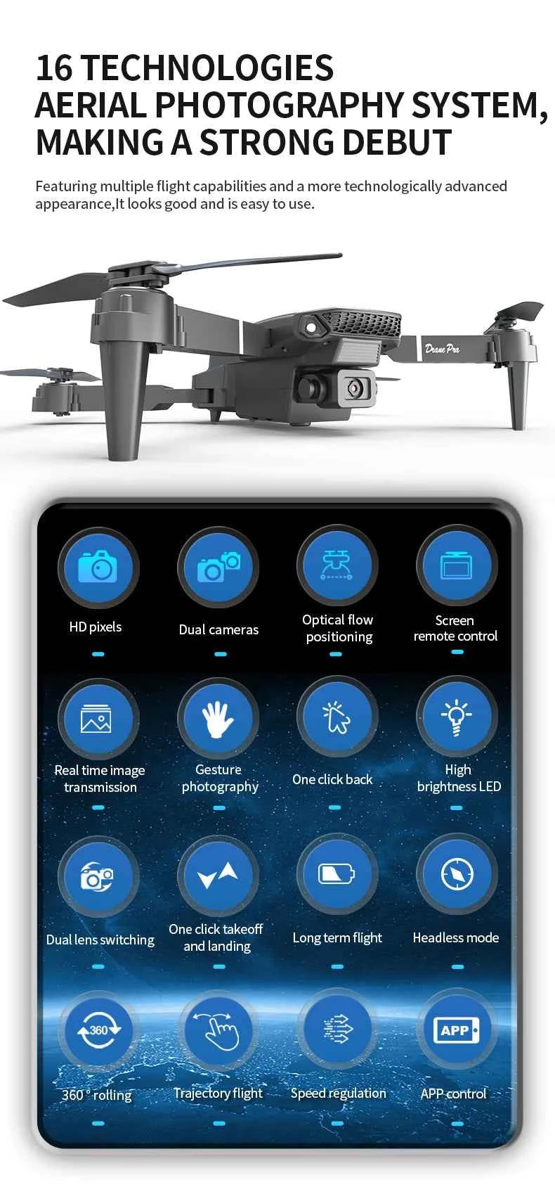 New Upgraded Drone E88 Pro 4K Dual-Camera HD Aerial Photography Drone
