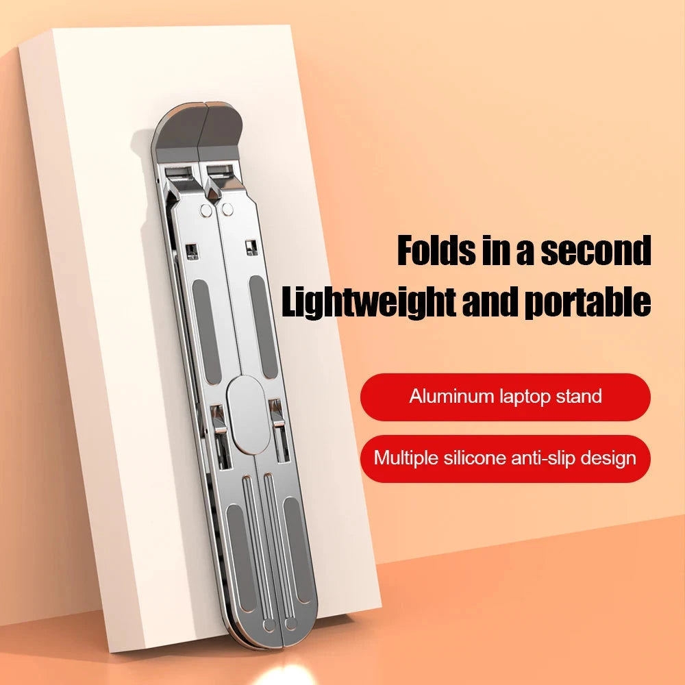 Aluminum Alloy Laptop Holder Stand Adjustable Foldable Portable for Notebook Computer Bracket Lifting Cooling Holder Non-slip - AMULET RING STORE