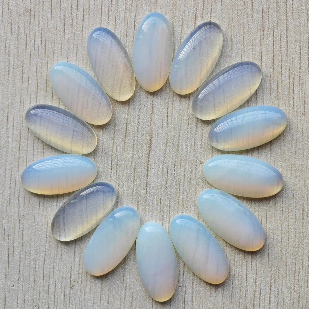 Fashion Mix natural Stone oval cabochons beads diy Jewelry accessories making 15x30mm Wholesale 20pcs/Lot fast shipping - AMULET RING STORE