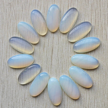 Fashion Mix natural Stone oval cabochons beads diy Jewelry accessories making 15x30mm Wholesale 20pcs/Lot fast shipping - AMULET RING STORE