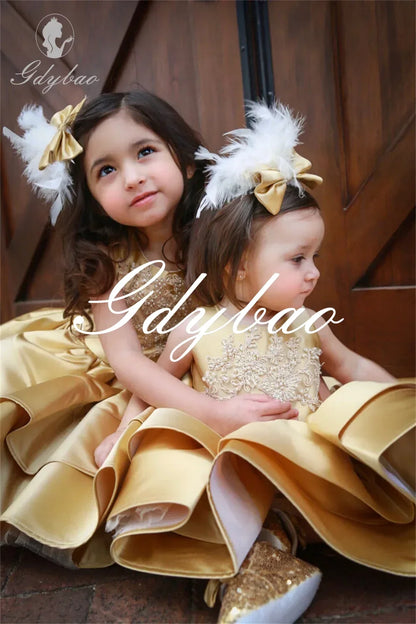 Elegant Formal Beading Applique O Neck Pleat Flower Girl Dress Knee Length Luxury Classic First Communion Dress Customized 2025