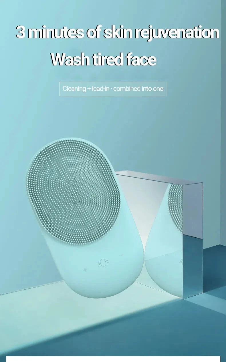 Rechargeable Sonic Face Cleanser Washing Skin Massager Ultrasonic Silicone Electric Mini Facial Cleansing Brush