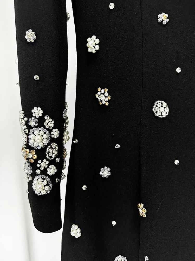 HIGH STREET Newest Fashion 2025 Designer Party Vestido Women's Formal Long Sleeve Luxurious Beaded Long Maxi Dress