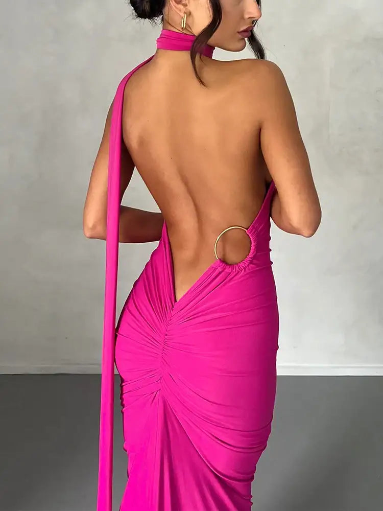 Women's White Bodycon Long Dress - Summer Party Wear - AMULET RING STORE