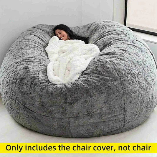 No Stuffed Gray Bean Bags Chair Giant Bean Bags Pouf Sofa Bed Puff Futon Room Seat Tatami Relax Lounge Furniture Only Bags Case