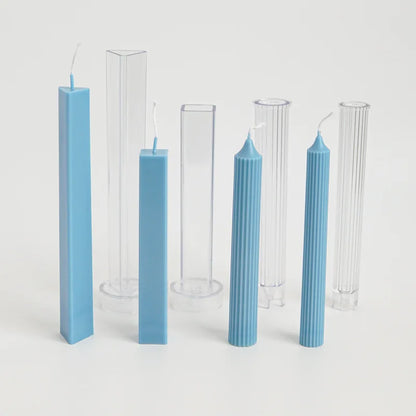 Striped Column Candle Mold Triangle Rectangle Pillar Plastic Mold DIY Candle Making Kit Forms Mold For Home Decoration - AMULET RING STORE