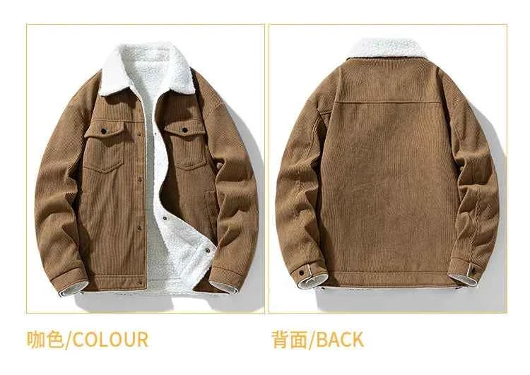 Men's Jackets and Coats Fashion Warm Corduroy Thick Coats 2024 Winter Fashion Men's Coats Down Jackets Men's Cotton Clothing