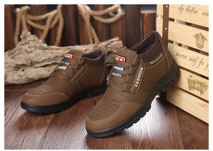 FUQIAO Hot Fur Men's Casual Shoes Warm Flats British Style Leather Footwear Comfort Non-slip Winter Boots Men Plus Size 46