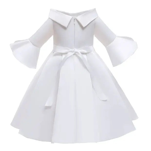 2-10 Yrs Girls Summer Dresses Flower Elegant Kids Princess Party White Dress for Wedding and Birthday Baby Communion Costume