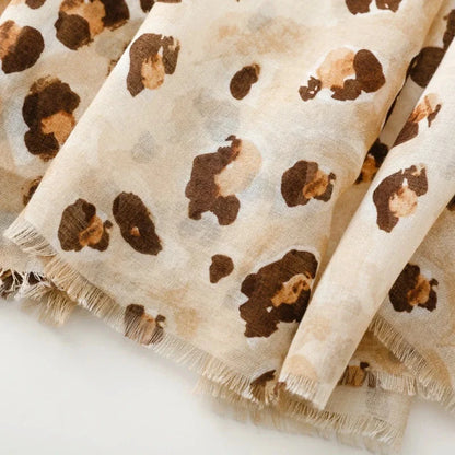 88*180cm Leopard Print Women Viscose Scarf Summer Beach Shawl Cotton Linen Feeling Tassel Pashmina Muslim Hijab Wrap Lady
