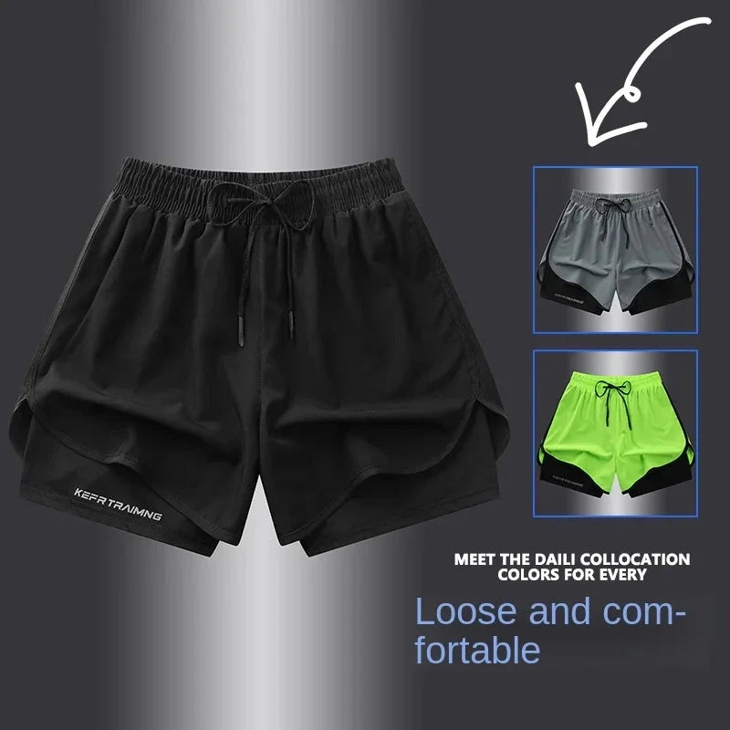 【 S-5XL 】2025 Sports Three Piece Pants Summer Popular Anti glare Double layered Sports Shorts for Men and Women Couples Ru