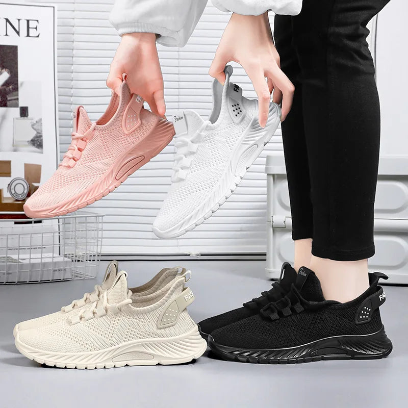 2025 Women's Shoes Summer Women's Shoes Flying woven casual shoes Comfortable breathable women's sneakers - AMULET RING STORE